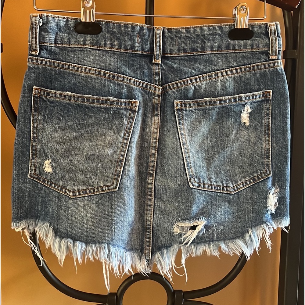 FREE PEOPLE Wild Rose Mini Jean Skirt - Picture 9 of 12